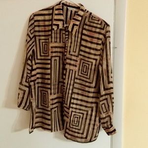 Bellagio collared top with silk overlay XL